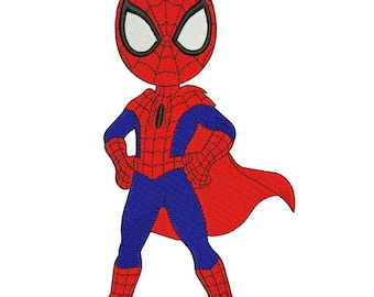 Diseño de bordado a máquina de Spiderman, lindo dibujo animado de superhéroe para niños, descarga instantánea DST EXP PES