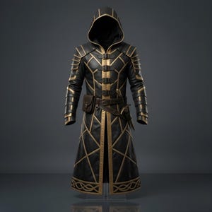 Handgefertigter Steampunk Assassin Gothic Leder Trenchcoat, Mittelalterliche Cosplay Duster Jacke, Ninja Techwear Rüstung, Langer taktischer Mantel