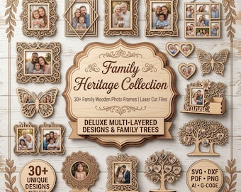 Paquete gigante de más de 30 archivos de corte láser para marcos de fotos familiares, rompecabezas 3D de monumentos del mundo en formato SVG, archivos DXF para fresadora CNC de Forge Designs (descarga digital)
