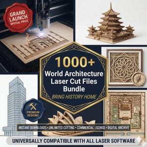 1000+ laserskurna filer med världsarkitektur, största CNC-fräs STL-paket, 3D-modeller Big Ben KL Tower Paris SvG DXF CNC-fil