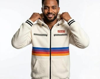 Project Hail Mary Ryan Gosling Inspired Cream White Stripe Hoodie Jacket, Ryland Grace Hoodie, Retro Color Block Fleece Streetwear Jacket