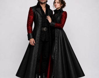 One Piece Dracule Mihawk Ledermantel | Gothic schwarze Trenchcoat | Anime Cosplay Kostüm für Männer Frauen