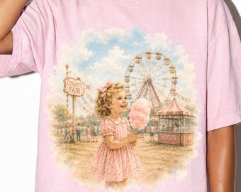 Vintage County Fair Graphic Tee, Retro Americana Carnival Shirt, Soft Summer Nostalgia