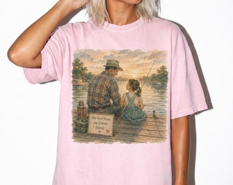 Father Daughter Fishing Watercolor Shirt, Lakeside Memory Tee