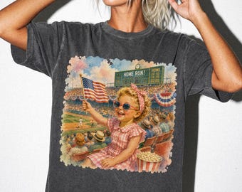 Retro Baseball Mom Shirt, Americana Watercolor Graphic Tee, Vintage Game Day Summer Style