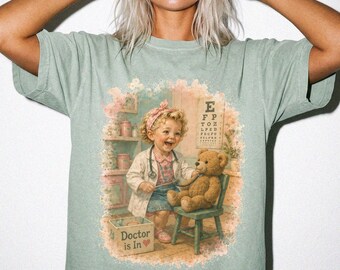 Vintage Toddler Doctor T-Shirt, Retro Girl Stethoscope Graphic Tee, Pediatrician Apparel