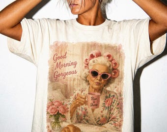 Good Morning Grandma Shirt, Retro Coquette Nana Tee, Vintage Coffee Lover Gift