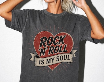 Rock N Roll Is My Soul Shirt, Vintage Rock Graphic Tee, Retro Music Lover T-Shirt, Grunge Aesthetic Unisex Gift