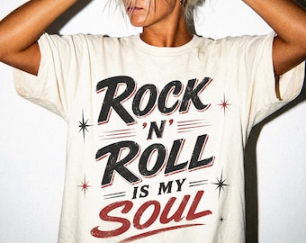 Rock N Roll Is My Soul Shirt, Vintage Rock Music Tee, Retro Band T-Shirt, 50s Style Graphic Tee, Music Lover Gift