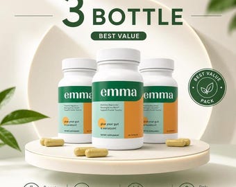 EMMA Gut Health Capsules | Digestive Wellness Supplement, 180 Count 3pack