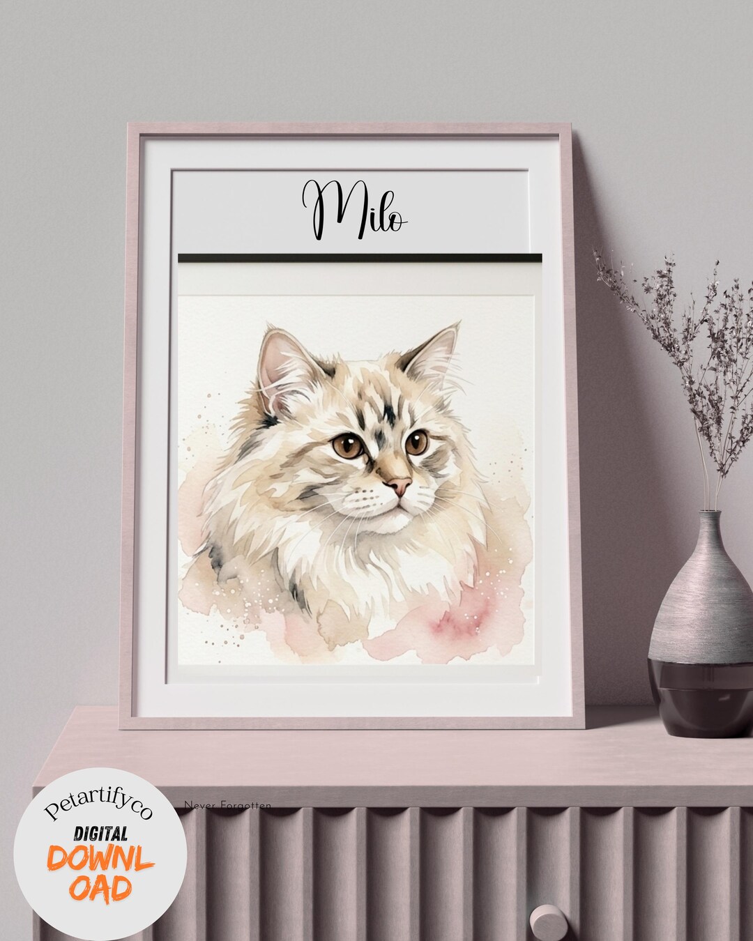 Custom Pet Portrait Watercolor Style From Photo, Personalized Dog Cat ...