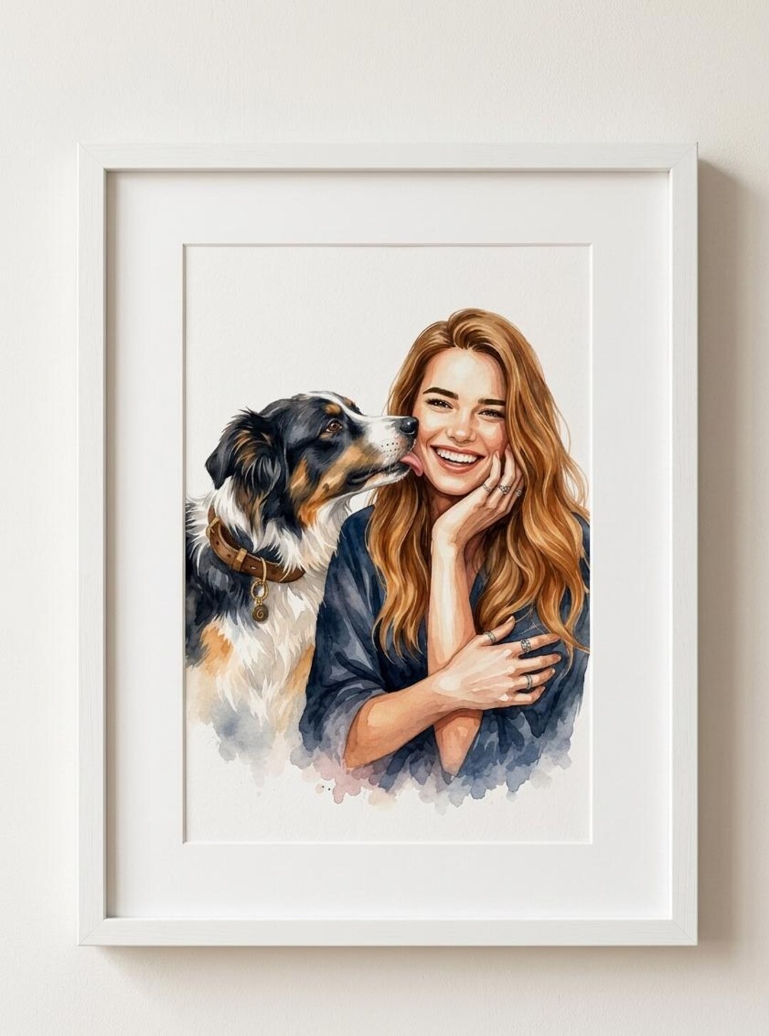 Custom Woman and Dog Portrait From Photo | Personalized Pet and Owner ...