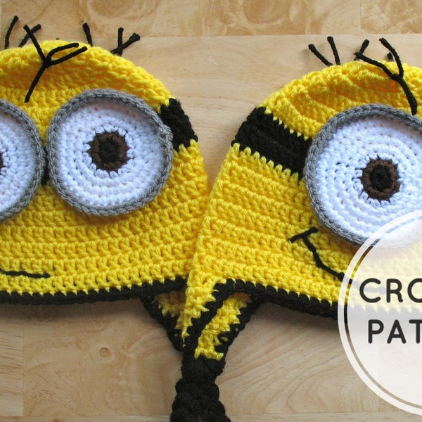 Crochet PATTERN Minion Hat PDF File Instant Download - All Sizes Included