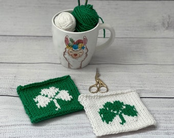 Knitting PATTERN St Patrick's Day Shamrock Coaster