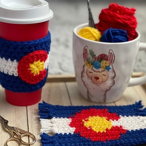 3 Crochet PATTERN Bundle The Colorado Trio Beanie, Cup Cozy and Mug Rug/Coaster image 7