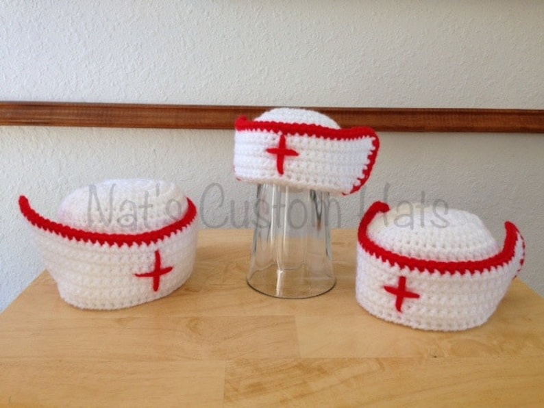 Crochet PATTERN Newborn to 12 Months Size Nurse Hat Photo Prop PDF File image 2