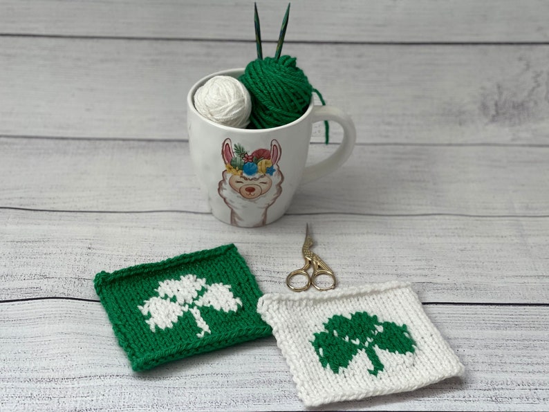 Knitting PATTERN St Patrick's Day Shamrock Coaster image 1