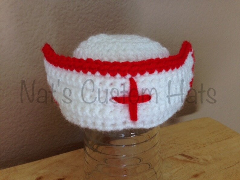 Crochet PATTERN Newborn to 12 Months Size Nurse Hat Photo Prop PDF File image 3