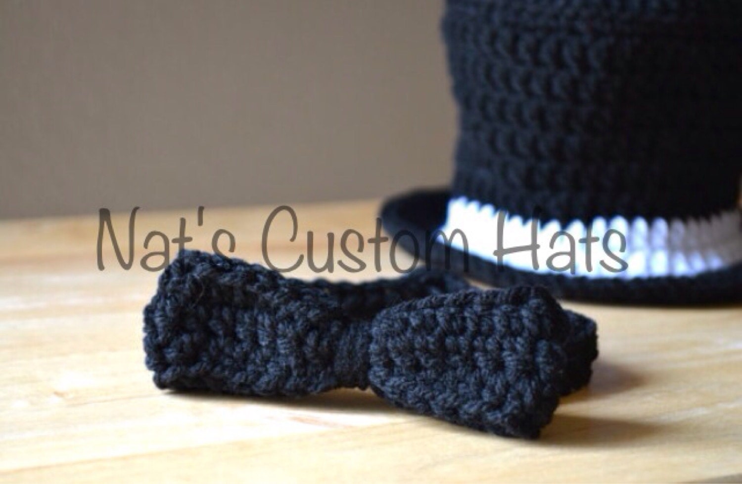 Newborn Crochet Top Hat With Bow Tie Made to Order Etsy
