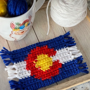 Crochet PATTERN &quot;Colorado Mug Rug&quot; Perfect Colorado Fan Gift