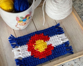 Crochet PATTERN &quot;Colorado Mug Rug&quot; Perfect Colorado Fan Gift