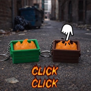 Dumpster Fire Clicker Keychain | Funny Fidget, Anxiety Relief