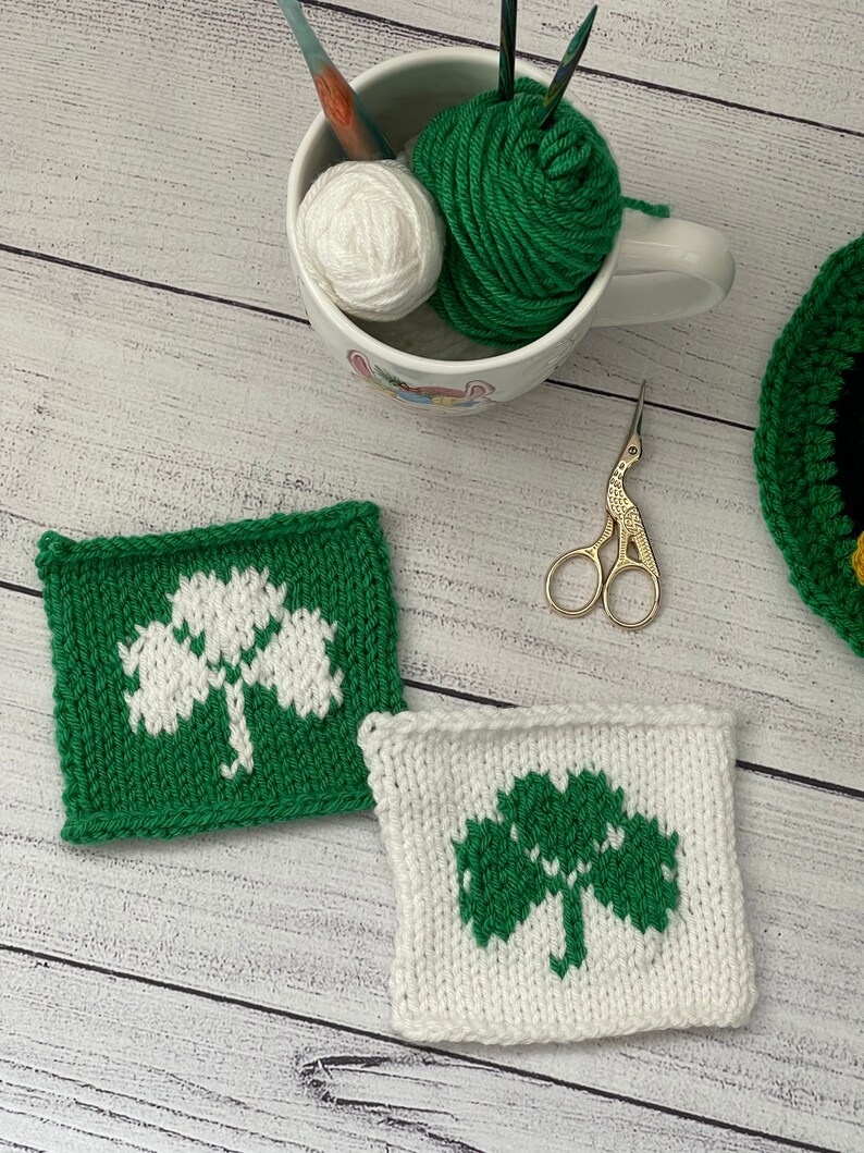 Knitting PATTERN St Patrick's Day Shamrock Coaster image 2