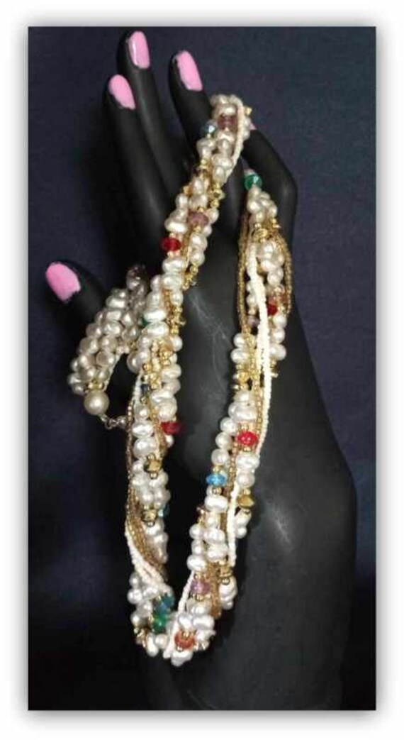 Vintage Twisted 7 Strand Bead Necklace