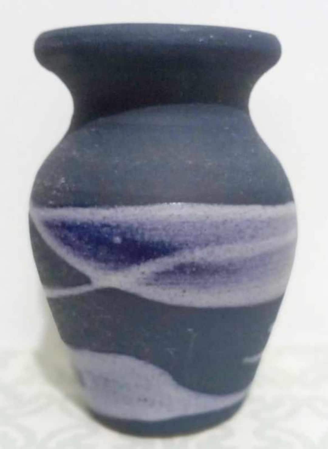 Vintage Art Pottery Vase Blue White Drip Glaze - Etsy