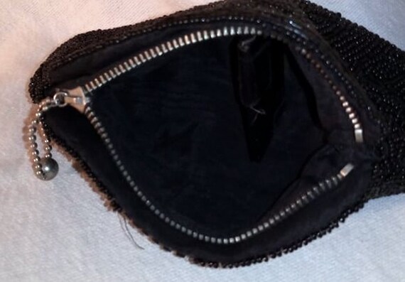 Vintage Black Beaded Evening Clutch Coin Purse - image 4