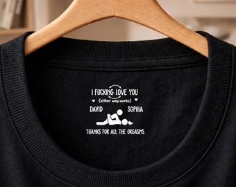 Personalized Inside Neck Print Shirt, Hidden Love Message T-Shirt, Romantic Gift for Husband Wife Couple, Anniversary Gift for Him Her
