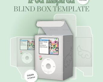 Y2K Music Player Printable Blind Box | Editable Canva Box Template | Digital Download