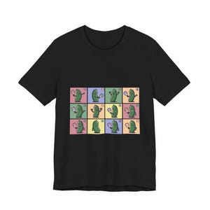 Retro Pickleball Grid Tee | Cute Pickle Characters, Pastel Paddle Graphic image 5