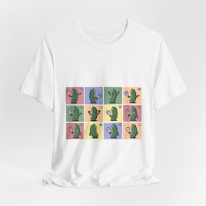Retro Pickleball Grid Tee | Cute Pickle Characters, Pastel Paddle Graphic image 4