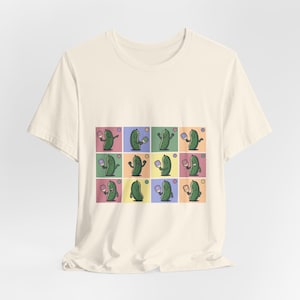 Retro Pickleball Grid Tee | Cute Pickle Characters, Pastel Paddle Graphic image 12