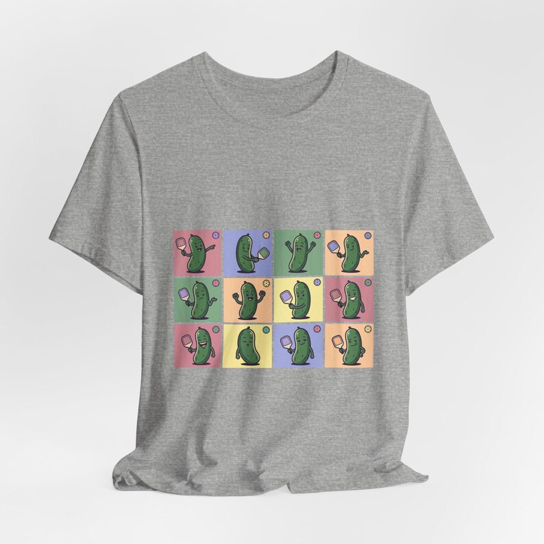 Retro Pickleball Grid Tee | Cute Pickle Characters, Pastel Paddle Graphic image 16