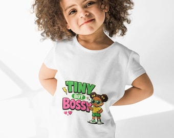 Tiny But Bossy Toddler Tee | Confident Kid Slogan Shirt