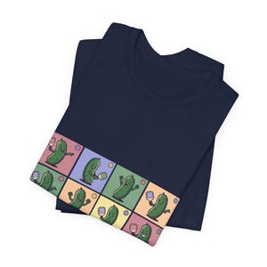 Retro Pickleball Grid Tee | Cute Pickle Characters, Pastel Paddle Graphic image 19