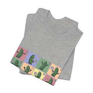 Retro Pickleball Grid Tee | Cute Pickle Characters, Pastel Paddle Graphic image 15