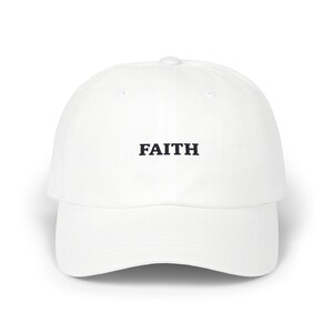 Faith embroidered Dad Cap | baseball hat, minimalist script, white cap