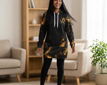 Covered by Grace hoodie dress | black gold marble, YVS logo