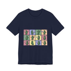Retro Pickleball Grid Tee | Cute Pickle Characters, Pastel Paddle Graphic image 17