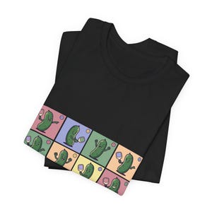 Retro Pickleball Grid Tee | Cute Pickle Characters, Pastel Paddle Graphic image 7