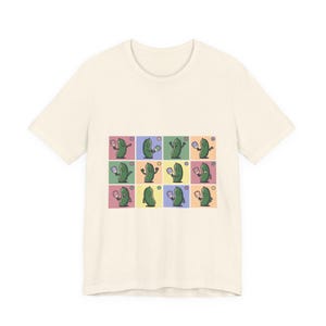 Retro Pickleball Grid Tee | Cute Pickle Characters, Pastel Paddle Graphic image 9