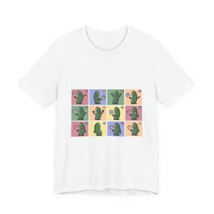 Retro Pickleball Grid Tee | Cute Pickle Characters, Pastel Paddle Graphic image 1