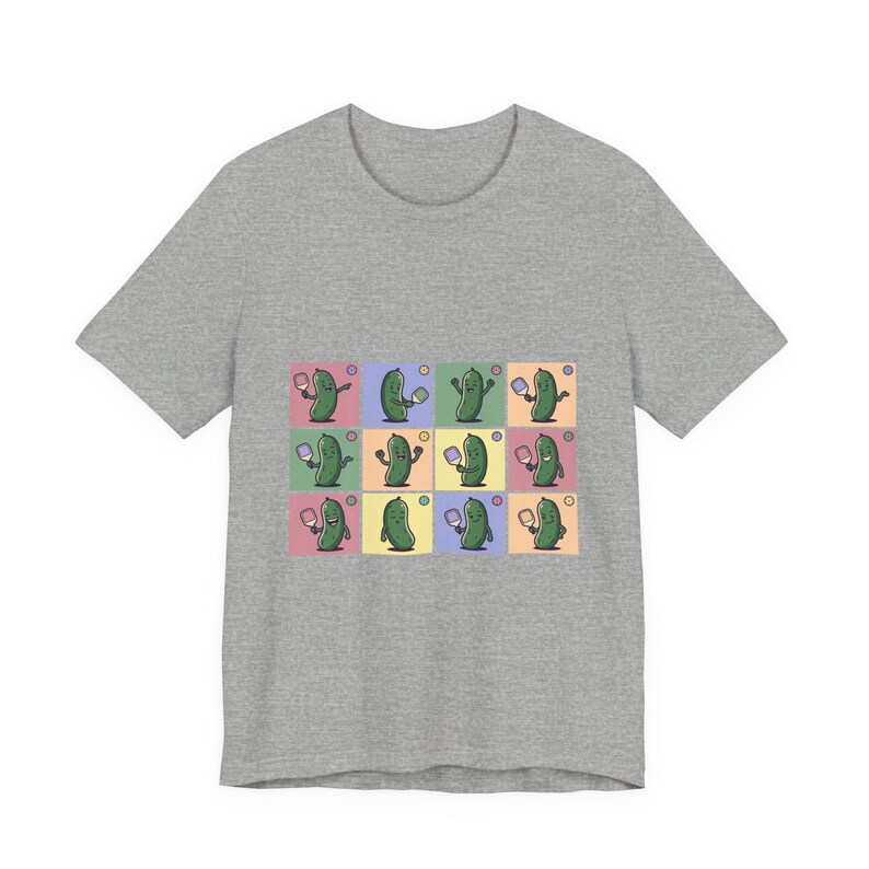 Retro Pickleball Grid Tee | Cute Pickle Characters, Pastel Paddle Graphic image 13