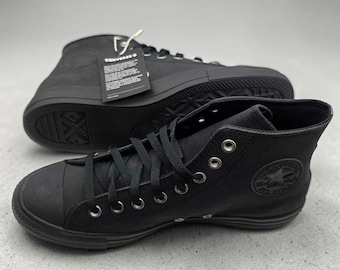 Converse CTAS Hi Black Leather Sneakers - Size 7.5/9.5