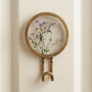 Purple Floral Metal Wall Hook – Gold Decorative Hanger, Cottagecore Decor
