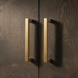 Matte Gold Square Cabinet Pull, Stainless Steel Drawer Handle, Mid-Century Modern Hardware (6.38 Inch)