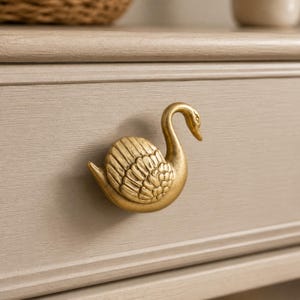 Gold Swan Cabinet Knob: French Country Metal Drawer Pull – Vintage Bird Furniture Hardware